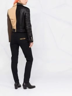 Moschino multi-panel biker jacket