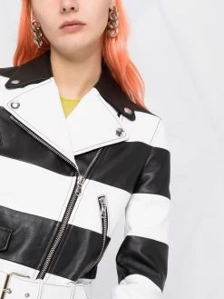Cheapest ๐งจ Moschino Horizontal stripe biker jacket ๐ 12 Moschino horizontal-stripe biker jacket