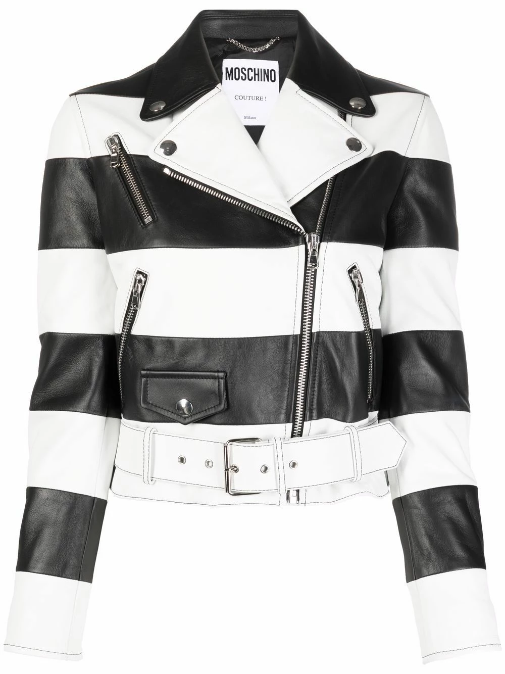Cheapest ๐งจ Moschino Horizontal stripe biker jacket ๐ 3 Moschino horizontal-stripe biker jacket