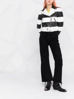 Moschino horizontal-stripe biker jacket