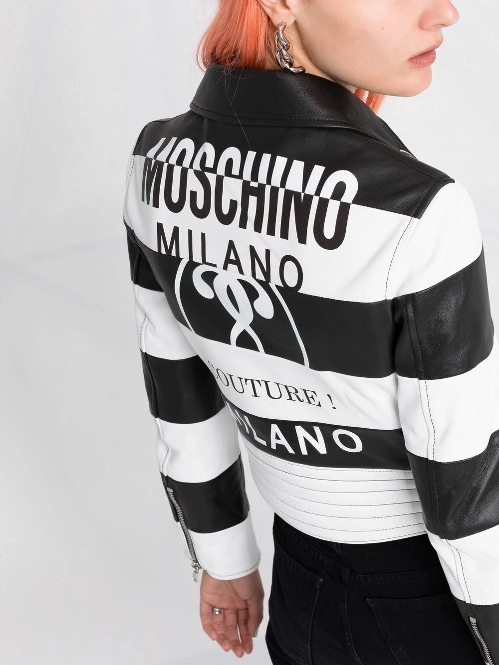 Cheapest ๐งจ Moschino Horizontal stripe biker jacket ๐ 5 Moschino horizontal-stripe biker jacket