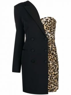 Moschino asymmetric leopard-print minidress