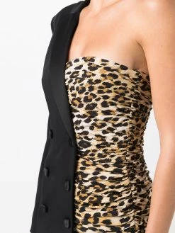 Moschino asymmetric leopard-print minidress