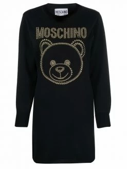 Moschino stud-embellished logo-print dress