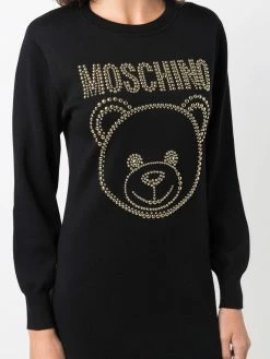 Moschino stud-embellished logo-print dress