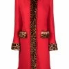 Moschino leopard-print trim single-breasted coat