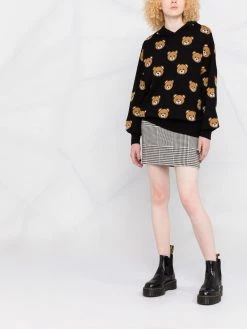 Moschino logo-intarsia virgin wool hoodie