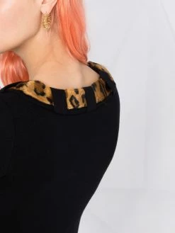 Moschino cropped velvet-trim jumper