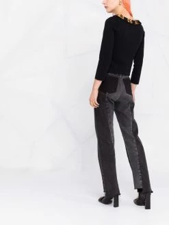 Moschino cropped velvet-trim jumper