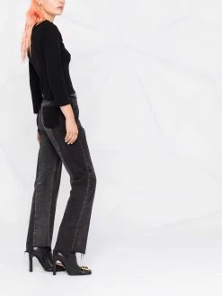 Moschino cropped velvet-trim jumper