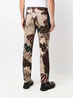 Moschino newspaper-print stretch-gabardine trousers