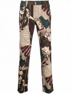 Moschino newspaper-print stretch-gabardine trousers