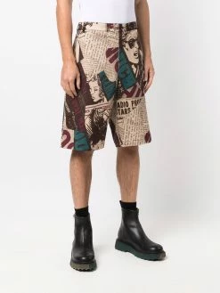 Moschino newspaper-print gabardine bermuda shorts