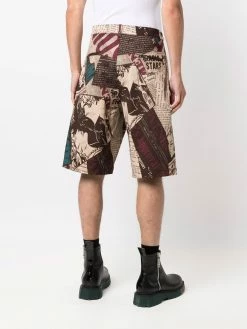 Moschino newspaper-print gabardine bermuda shorts
