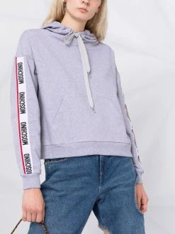 Moschino logo-tape detail long-sleeve hoodie