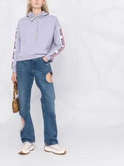 Moschino logo-tape detail long-sleeve hoodie