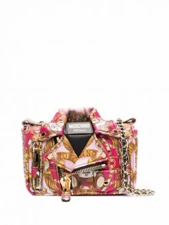 Moschino teddy bear-print biker-jacket shoulder bag