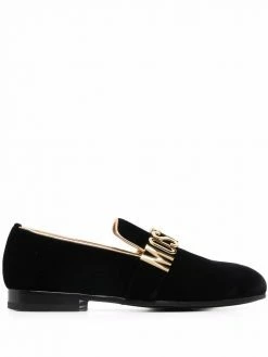 Moschino logo-plaque round-toe loafers