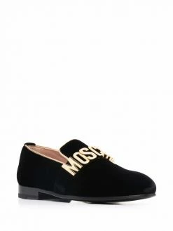 Moschino logo-plaque round-toe loafers