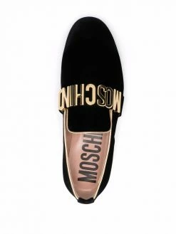 Moschino logo-plaque round-toe loafers