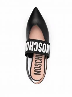 Moschino logo-tape pointed ballerina flats