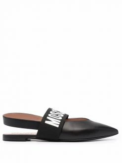 Moschino logo-tape pointed ballerina flats
