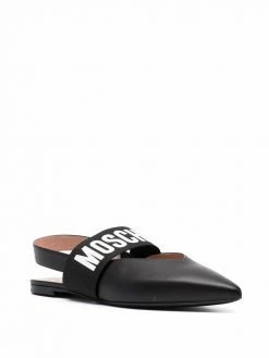 Moschino logo-tape pointed ballerina flats