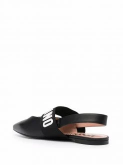 Moschino logo-tape pointed ballerina flats