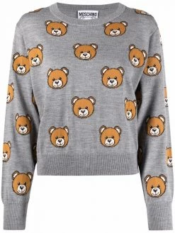 Moschino teddy bear-print wool jumper