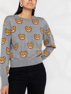 Moschino teddy bear-print wool jumper