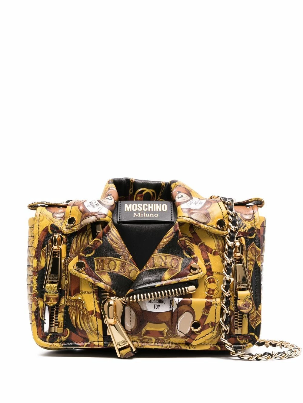 New โจ Moschino Graphic print biker jacket shoulder bag ๐ฅฐ 3 Moschino graphic-print biker-jacket shoulder bag