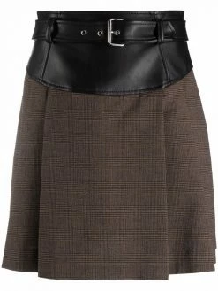 Moschino checked contrasting-waistband skirt