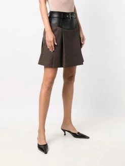 Moschino checked contrasting-waistband skirt