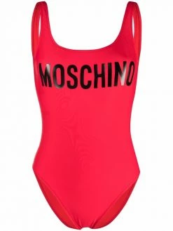 Moschino logo-print open-back swimsuit