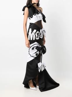 Moschino patchwork logo-print dress