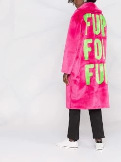 Moschino slogan-print textured-finish coat