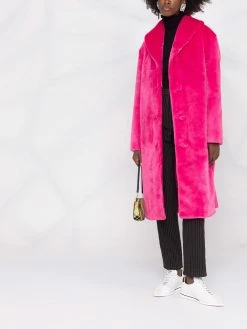 Moschino slogan-print textured-finish coat