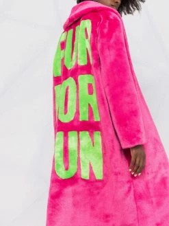 Moschino slogan-print textured-finish coat