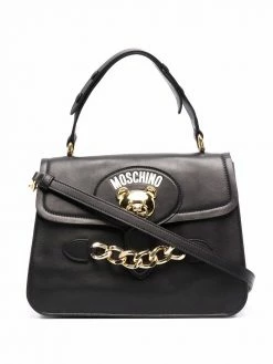 Moschino teddy bear logo-plaque tote
