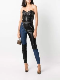 Moschino contrasting-panel skinny trousers