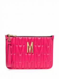 Moschino quilted leather-effect clutch bag