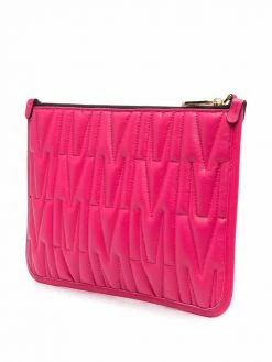 Moschino quilted leather-effect clutch bag
