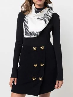 Moschino logo-print silk scarf
