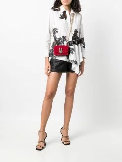 Moschino logo-plaque velvet crossbody bag
