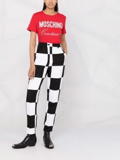 Moschino logo-print crystal-embellished T-shirt