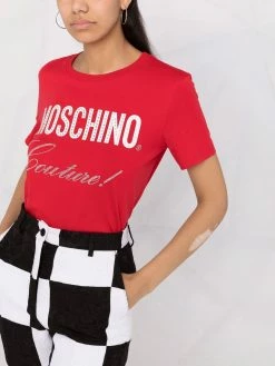 Moschino logo-print crystal-embellished T-shirt