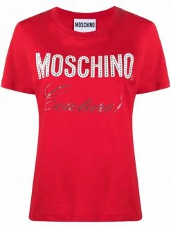 Moschino logo-print crystal-embellished T-shirt