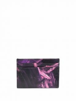Moschino abstract logo-print leather cardholder