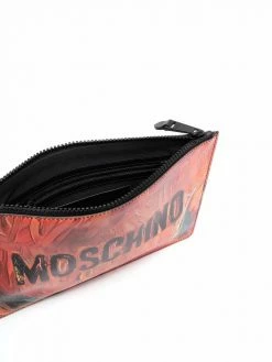 Moschino paint-print logo clutch bag