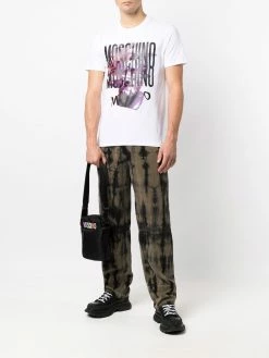 Moschino painted logo-print shoulder bag